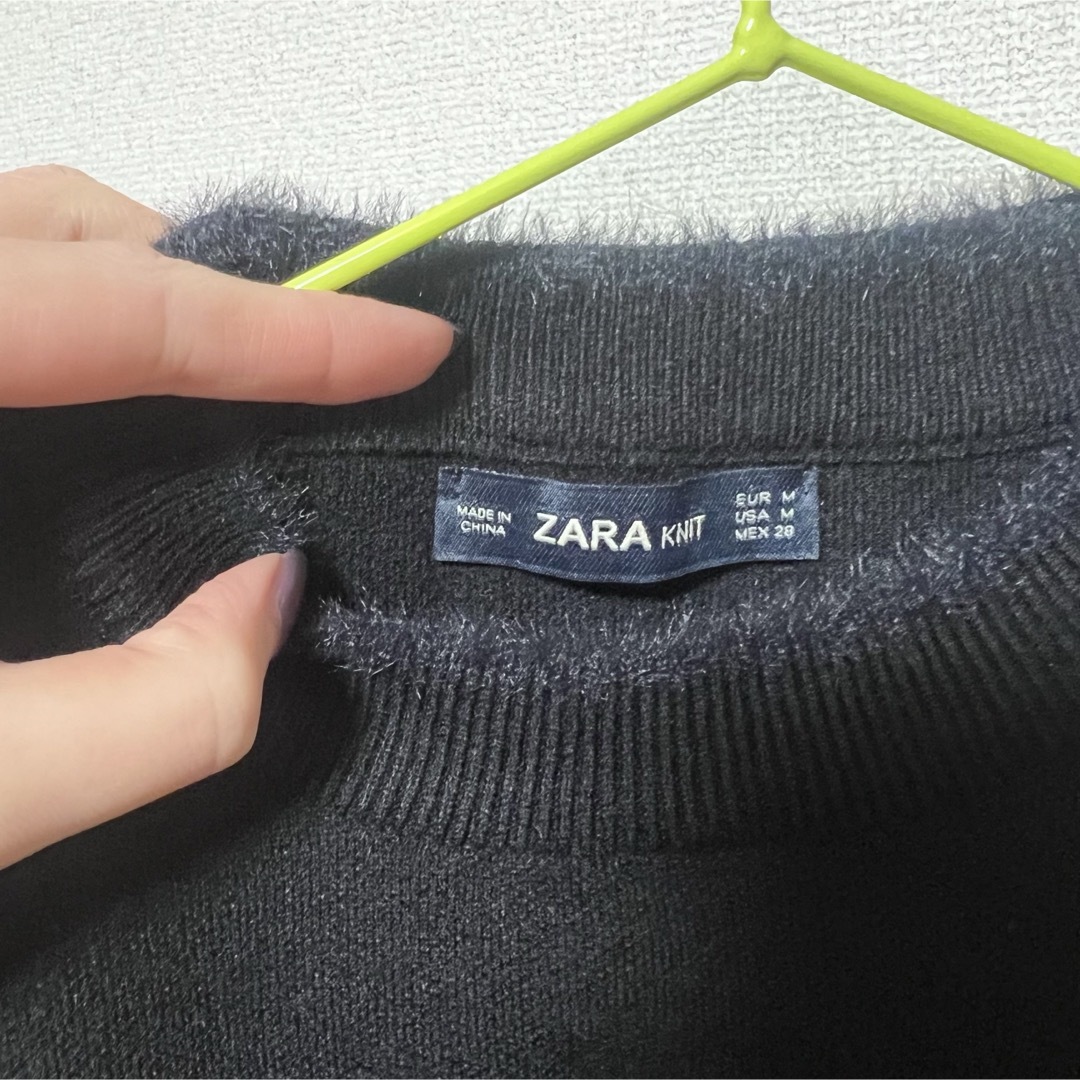 ZARA(ザラ)のZARA 半袖ニットトップス 黒 レディースのトップス(ニット/セーター)の商品写真