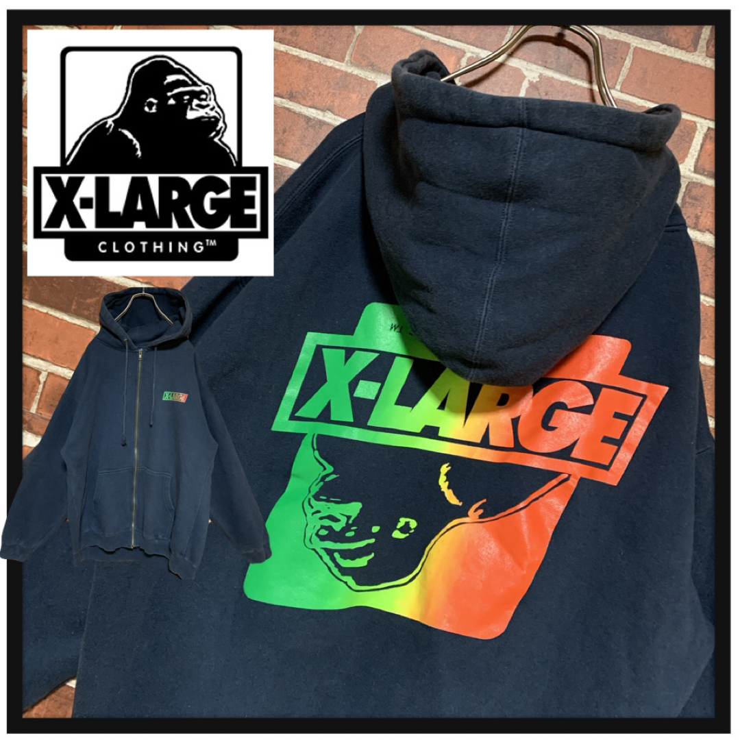 XLARGE(エクストララージ)の【超希少】X-LARGE★エクストララージ☆逆さバックプリント★パーカー　L メンズのトップス(パーカー)の商品写真