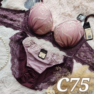 №460【C75】グレースボタニカル育乳脇高ブラジャー&フルバックショーツ(ブラ&ショーツセット)