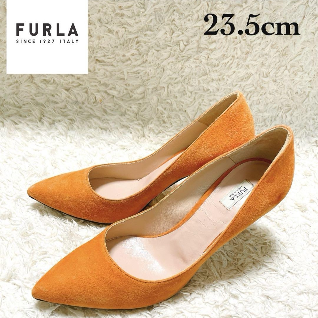 希少 FURLA フルラ パンプス ポインテッドトゥ オレンジ 23.5cmの通販