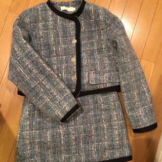 manusmachina 枡花色スウェードジャケットとスカートのセットアップ(セット/コーデ)