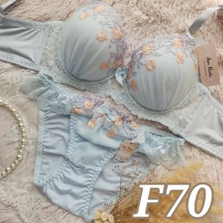 №463【F70】パステルガーリーチューリップ育乳脇高ブラ&フルバックショーツ(ブラ&ショーツセット)