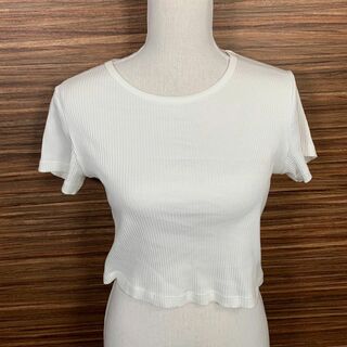 ユニクロ(UNIQLO)のユニクロ UNIQLO ニット Tシャツ XLサイズ 白 ホワイト 半袖 無地(Tシャツ(半袖/袖なし))