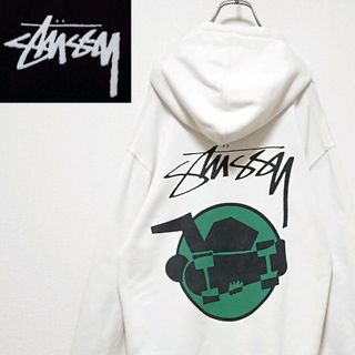 STUSSY - ステューシー スケートマン 両面 プリント ロゴ プルオーバー