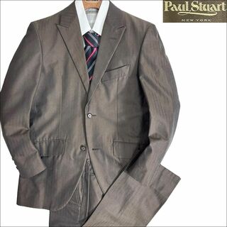 Paul Stuart - J7185美品 ポールスチュアート ヘリンボーンセットアップ スーツ茶46/73