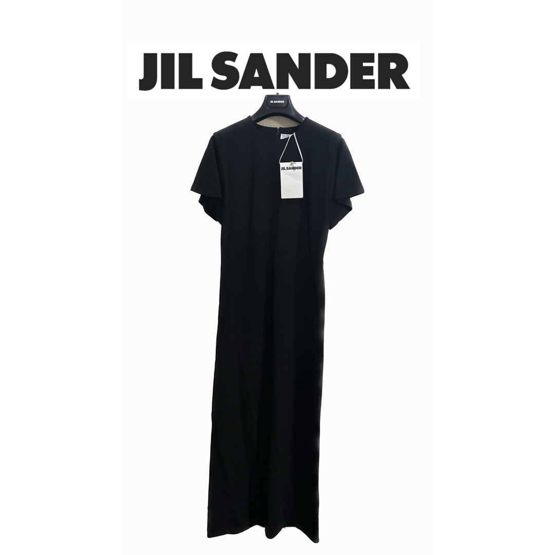 JIL SANDER - ジルサンダー ロングワンピース 半袖 ブラック JIL SANDER - ジルサンダー ロングワンピース 半袖 ブラック
