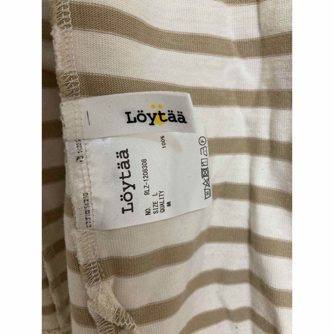 SM2(サマンサモスモス)の[最終値下げ！]Loytaa 長袖ボーダーカットソー　Lサイズ　ベージュ レディースのトップス(カットソー(長袖/七分))の商品写真