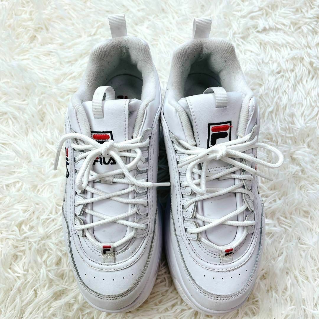 美品 FILA フィラ ディスラプター2 ウェッジ 厚底 スニーカー 25 白