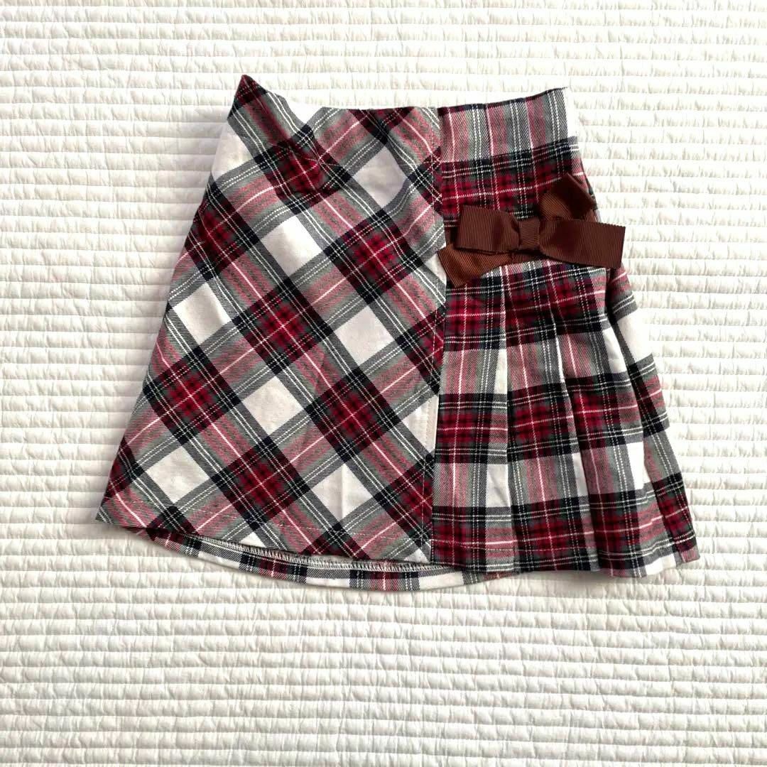 gu☆110cm 2点セット☆リブニット+チェックスカート キッズ/ベビー/マタニティのキッズ服女の子用(90cm~)(スカート)の商品写真