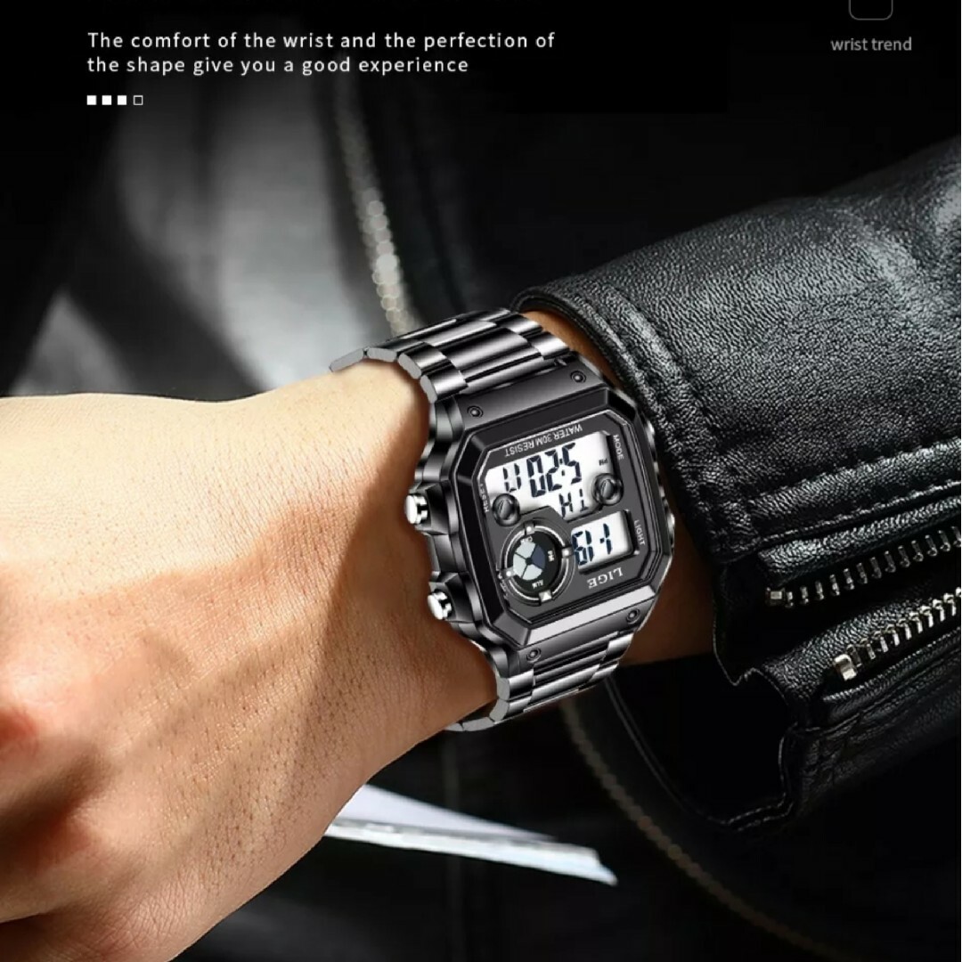 新品　未使用　LIGE 　スポーツデジタル腕時計　カラーブラック メンズの時計(腕時計(デジタル))の商品写真