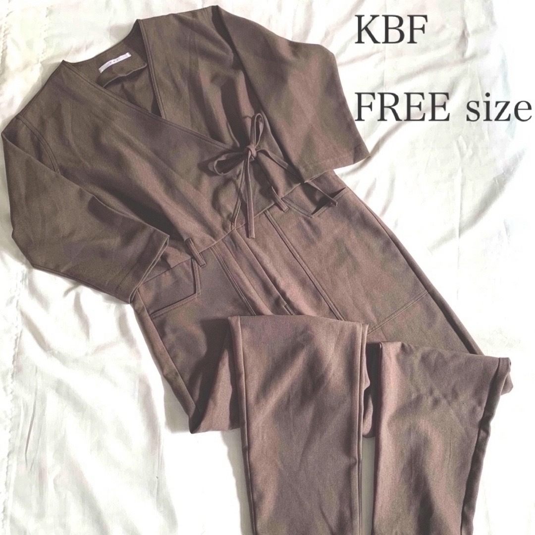 KBF(ケービーエフ)のKBFケービーエフ　カシュクールオールインワン　つなぎ　ブラウン　FREE　 レディースのパンツ(サロペット/オーバーオール)の商品写真