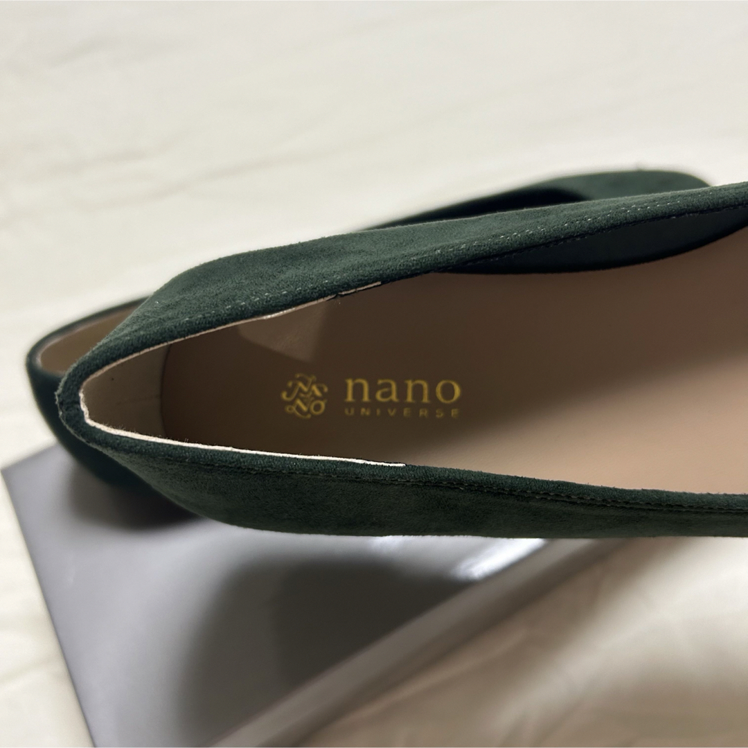 nano・universe(ナノユニバース)のグリーン　スクエアトゥフラットパンプス　NANO・universe レディースの靴/シューズ(バレエシューズ)の商品写真