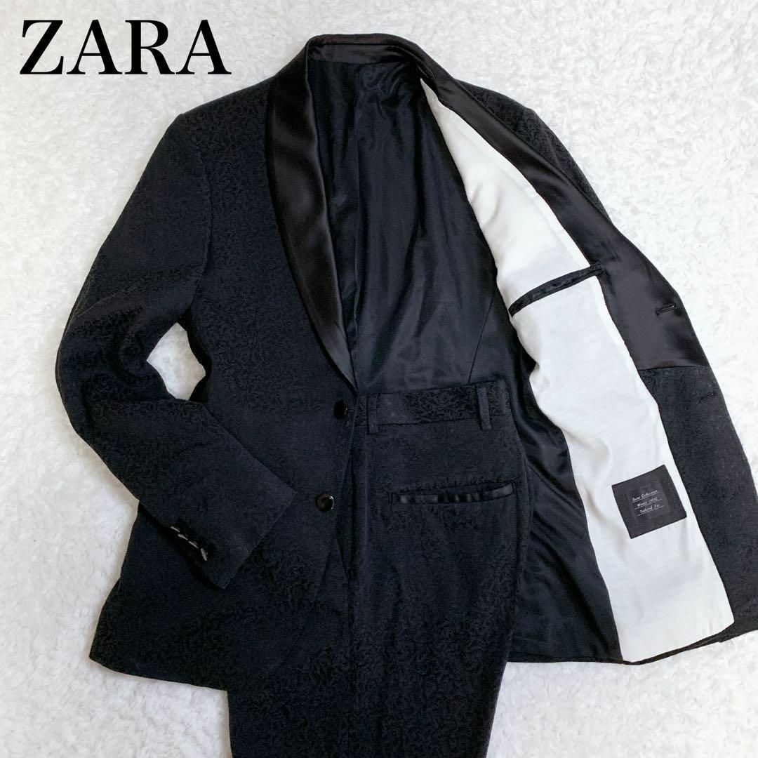 ZARA MAN スーツ　セットアップ　タキシード　総柄　ペイズリー　ブラック