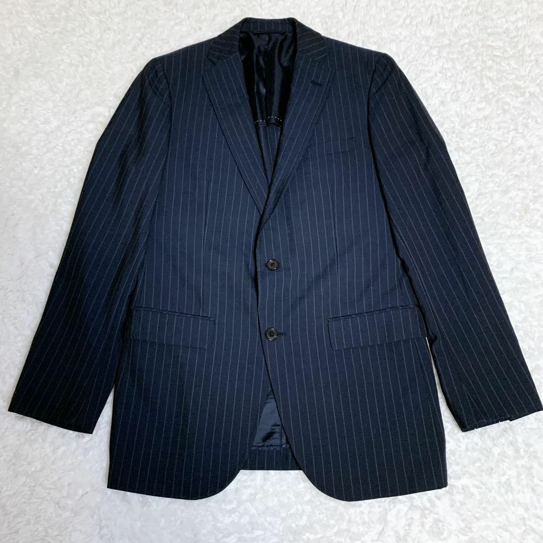 THE SUIT COMPANY(スーツカンパニー)の美品　スーツカンパニー　セットアップ　ネイビー　ストライプ　紺　パンツ メンズのスーツ(セットアップ)の商品写真