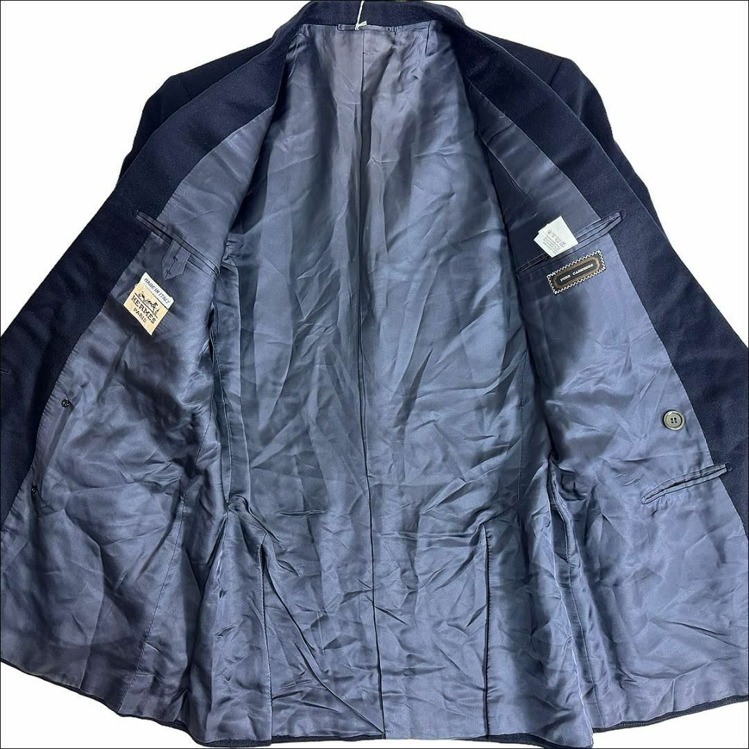 Hermes(エルメス)のJ6406 美品 エルメス 80'sカシミヤダブルテーラードジャケット 紺 46 メンズのジャケット/アウター(テーラードジャケット)の商品写真