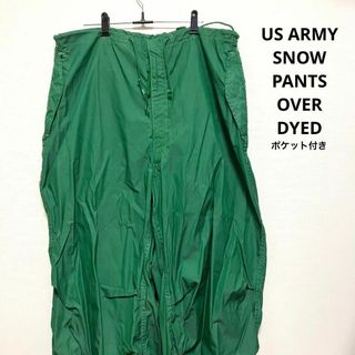 90年製　米軍　後染め　スノーカモパンツ　M-R グリーン　緑　ポケット後付け(ワークパンツ/カーゴパンツ)