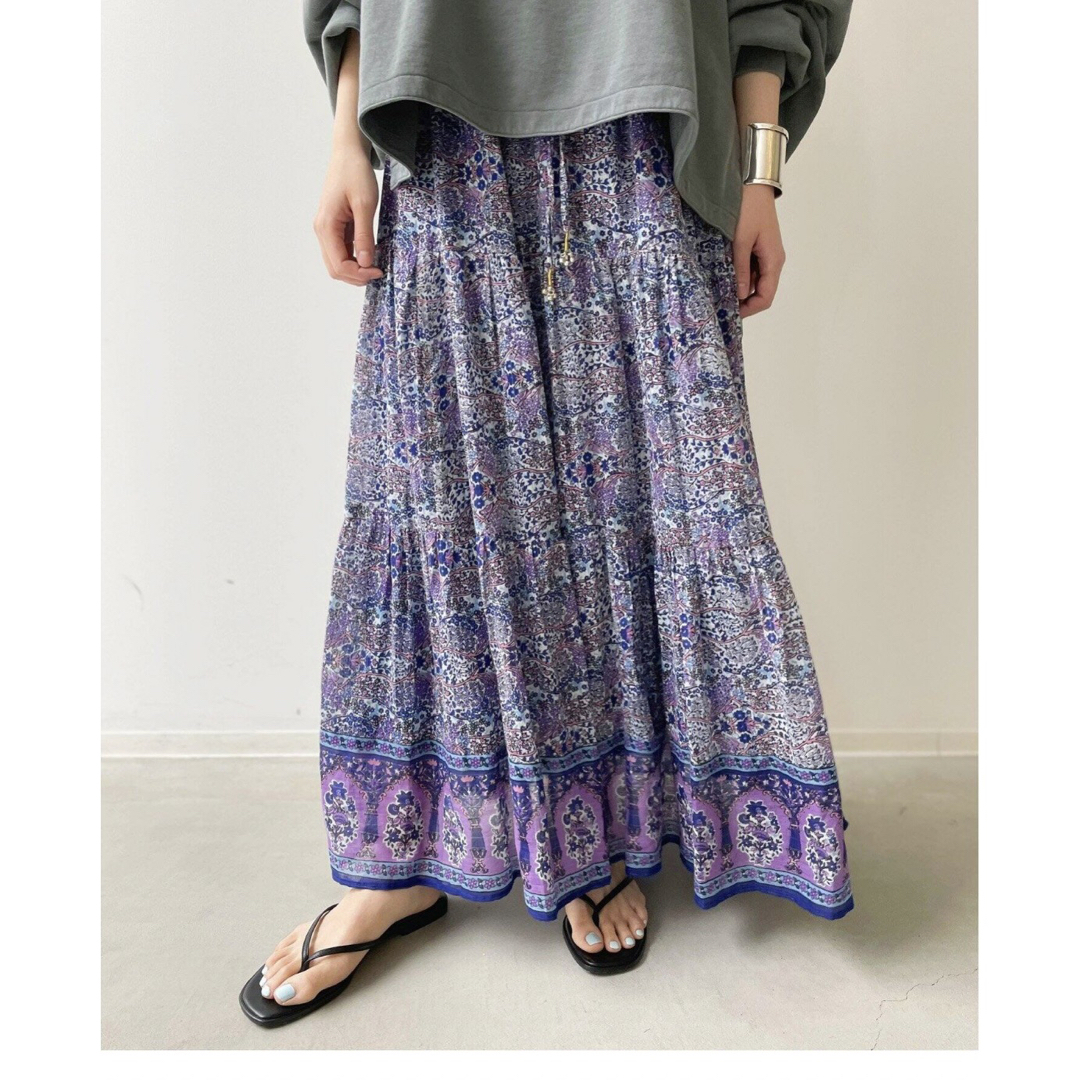 L'Appartement DEUXIEME CLASSE(アパルトモンドゥーズィエムクラス)のBLUE BOHEME　Cotton Tiered Skirt レディースのスカート(ロングスカート)の商品写真