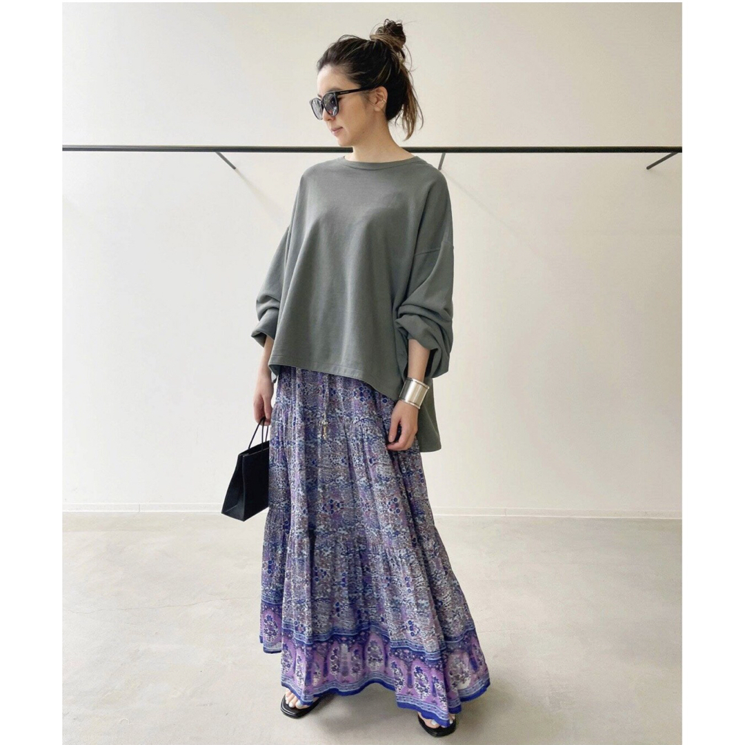 贅沢屋の BOHEME BLUE Skirt BOHEME Cotton Tiered Tiered Cotton Skirt スカート