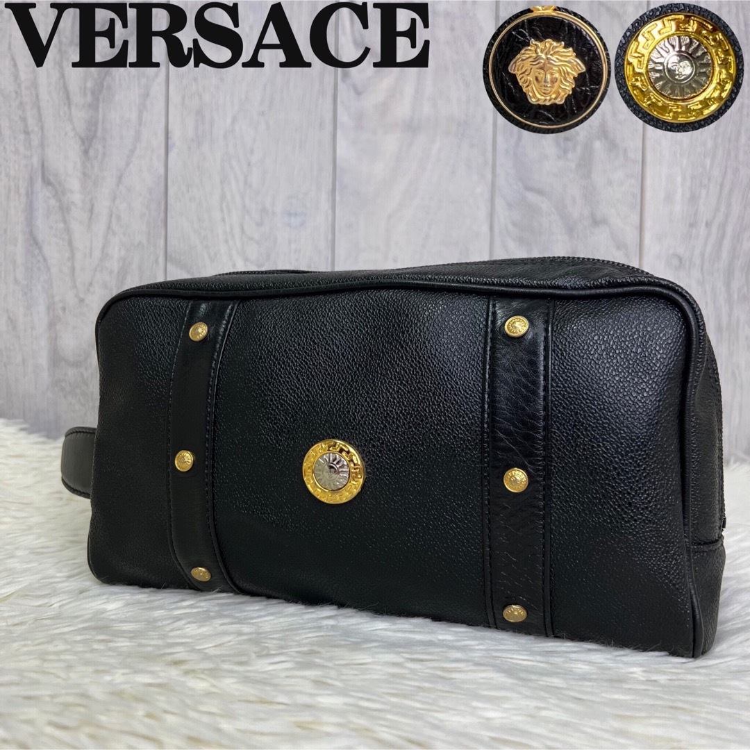 Versace ヴェルサーチ セカンドバッグ ブラック メデューサロゴ 美品