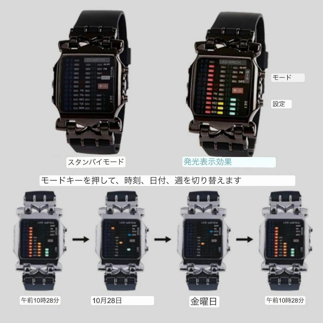 新品 メンズ腕時計 ブラック LEDデジタルウォッチ カッコいい ミリタリー メンズの時計(腕時計(デジタル))の商品写真