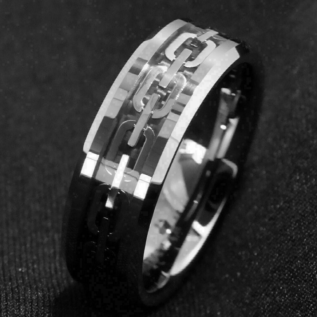 【A116】リング　メンズ　指輪　シルバー　ブラック　黒　アクセサリー　20号 メンズのアクセサリー(リング(指輪))の商品写真