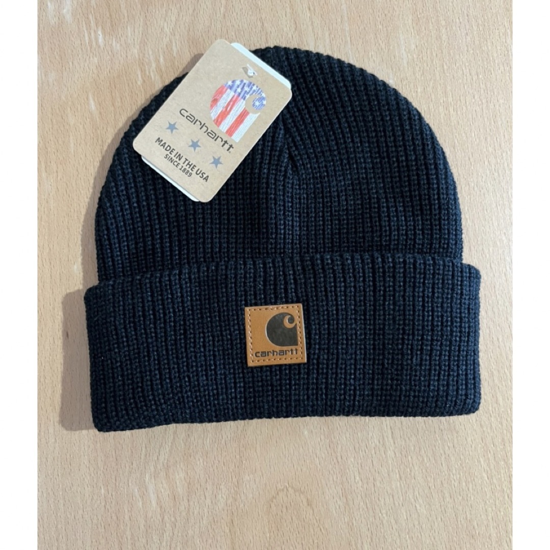 carhartt❤️カーハート　リブ　ニット帽　ブラック　冬 メンズの帽子(ニット帽/ビーニー)の商品写真
