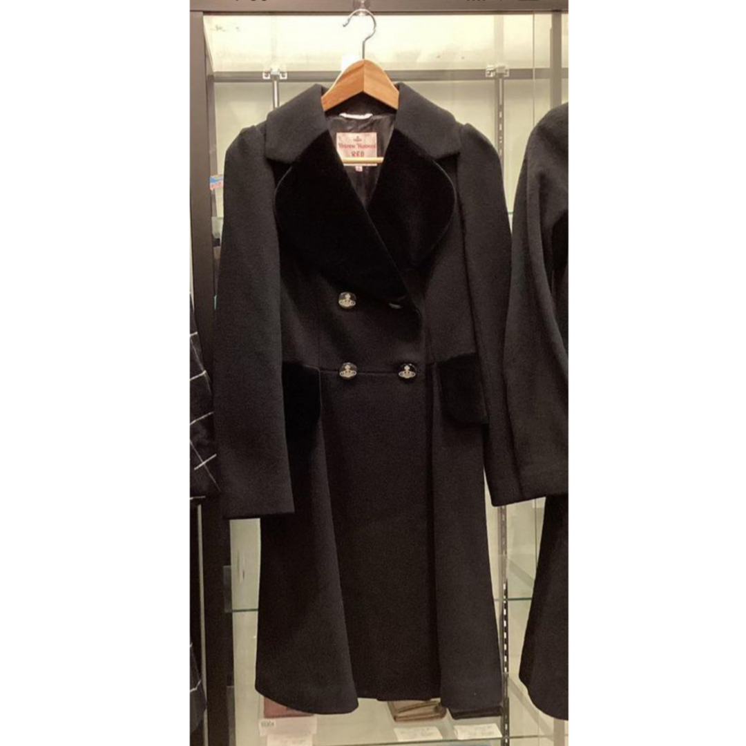 Vivienne Westwood(ヴィヴィアンウエストウッド)のプリンセスコート ベロア ラブ襟 ラヴ襟 黒 Vivienne Westwood レディースのジャケット/アウター(ロングコート)の商品写真