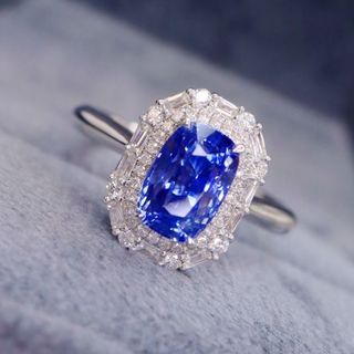 天然コーンフラワー ブルーサファイア ダイヤ リング2.26ct k18 ¥(リング(指輪))