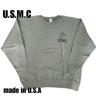 ミリタリー(MILITARY)のUSMC　アメリカ海軍　ミリタリースウェット　USA製　オリーブ　サイズL(スウェット)