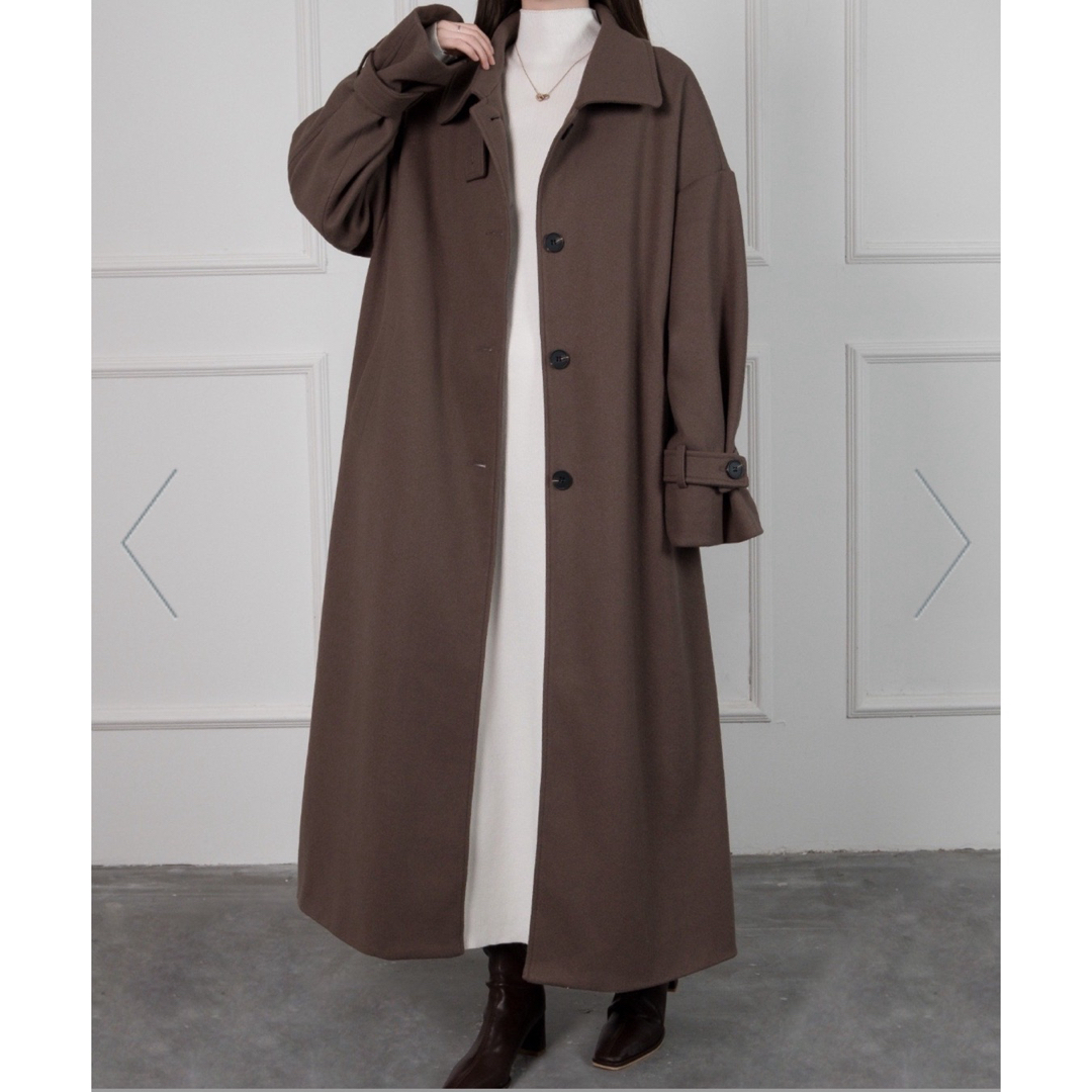 ロングコート　L モカ レディースのジャケット/アウター(ロングコート)の商品写真