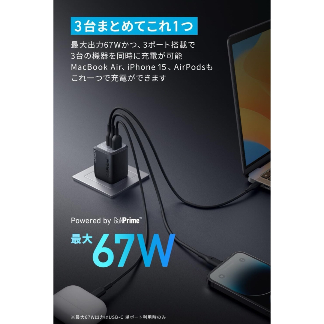 新品未開封 Anker Prime Wall Charger 67W輸入純正品