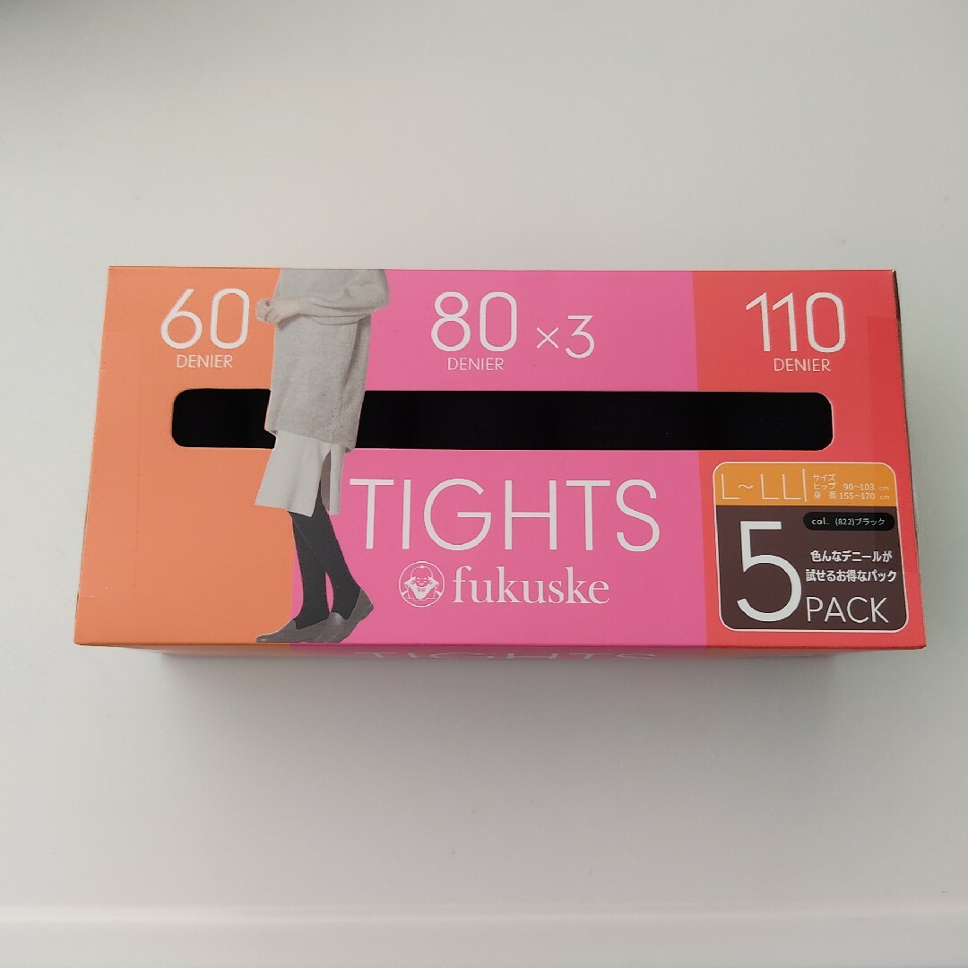 fukuske(フクスケ)の新品★TIGHTS★fukuske★ブラックタイツ★5足★サイズＬ～ＬＬ★ レディースのレッグウェア(タイツ/ストッキング)の商品写真