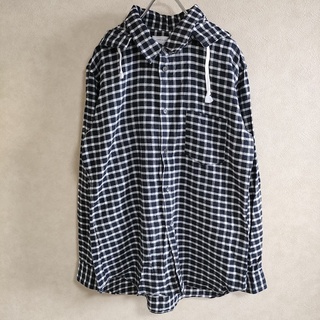 コムデギャルソン(COMME des GARCONS)のCOMME des GARCONS SHIRT W20067 フード収納シャツ サイズS ネルシャツ 長袖シャツ ネイビー ホワイト メンズ コムデギャルソンシャツ【中古】4-0115M△(シャツ)