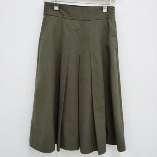 マーガレットハウエル(MARGARET HOWELL)のMARGARET HOWELL 578-3232005 FINE WOOL COTTON TWILL プリーツ 定価42900円 ロングスカート 23AW カーキ マーガレットハウエル【中古】4-0115T♪(ロングスカート)