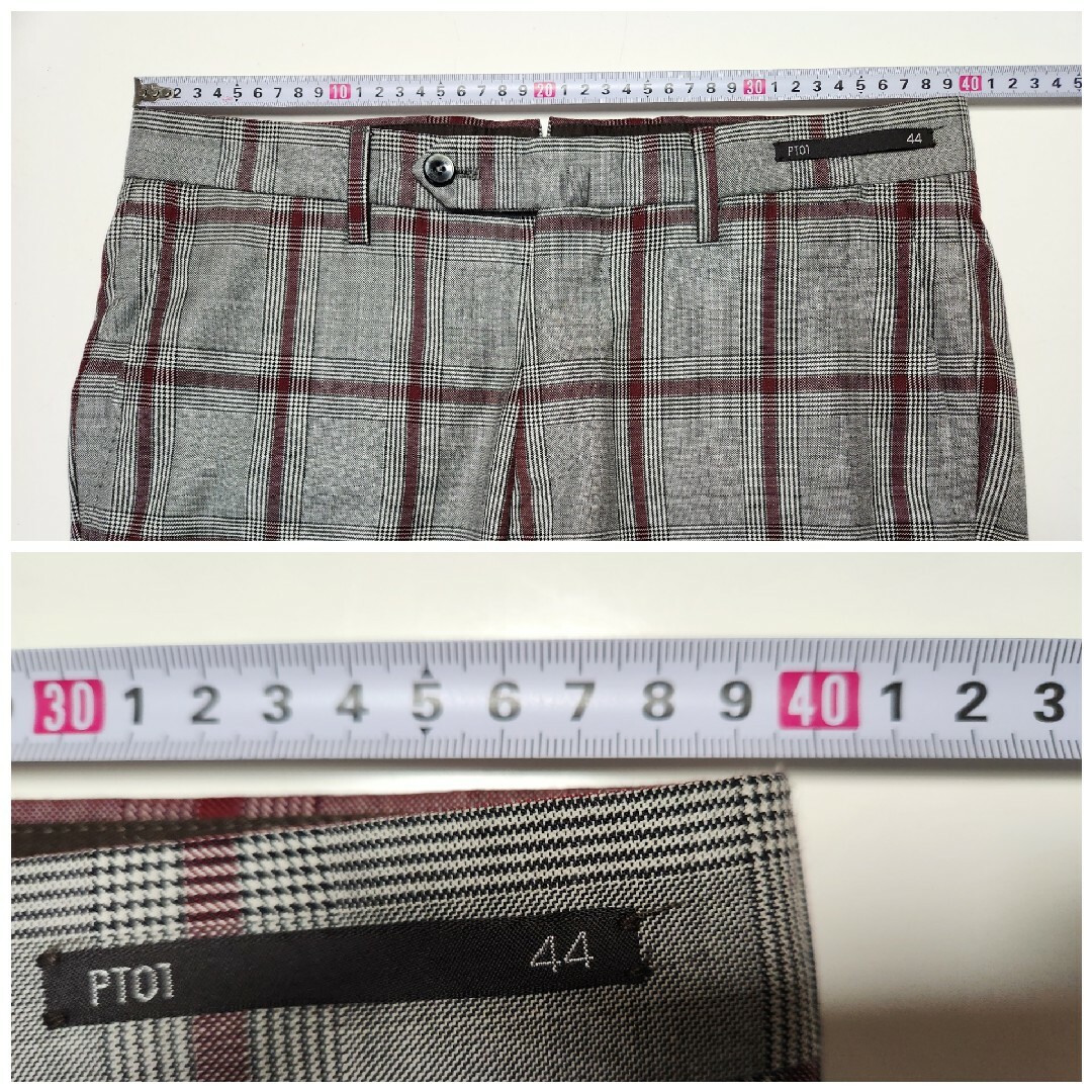 PT01(ピーティーゼロウーノ)の【美品】PT01　ラナウール　Super110s 　グレンチェック　44　春夏 メンズのパンツ(スラックス)の商品写真