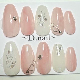 【完成品】大人シンプルな白桃ネイル♡美爪ネイル(つけ爪/ネイルチップ)