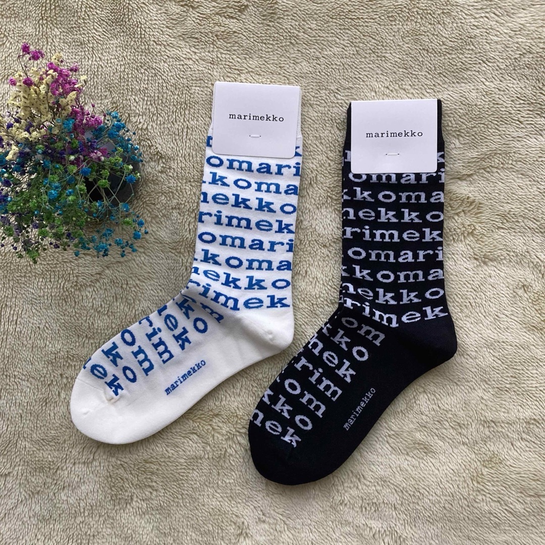 marimekko(マリメッコ)の✤marimekko✤マリメッコ 靴下 （ロゴ 白＆青） レディースのレッグウェア(ソックス)の商品写真