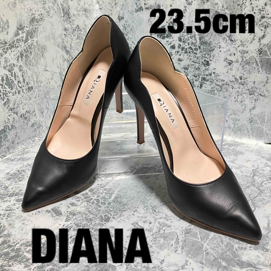 【状態良好】DIANA　ブラック　レザー　ポインテッドトゥ　23.5㎝ | フリマアプリ ラクマ