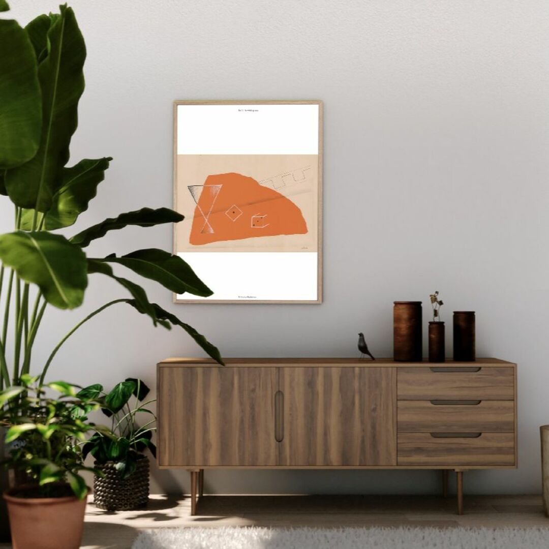 アートポスター　インテリア　ポスター　抽象画　絵画　シンプル　絵　オレンジ ハンドメイドのインテリア/家具(アート/写真)の商品写真