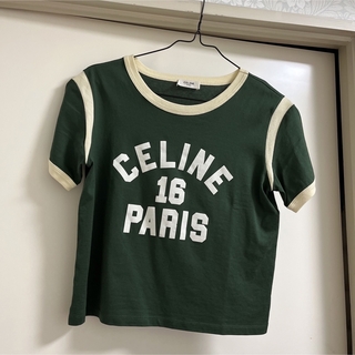 CELINE セリーヌ Tシャツ・カットソー XL 緑x白