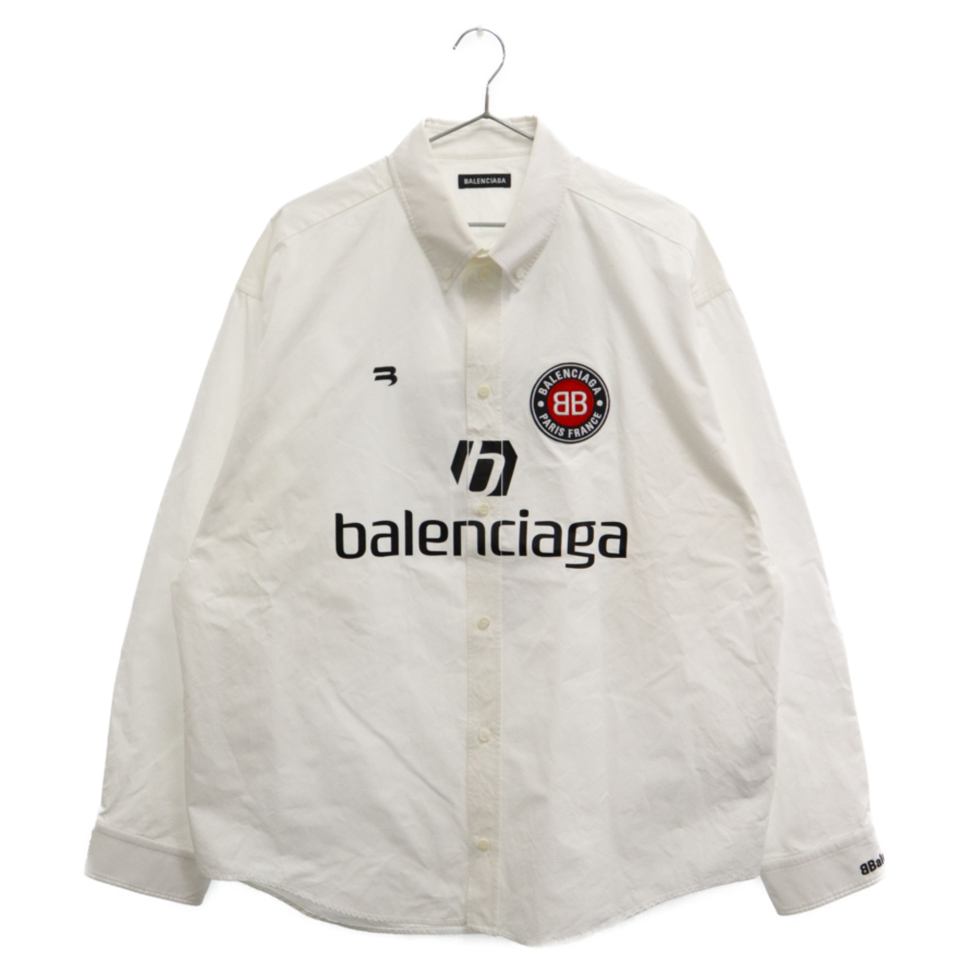 BALENCIAGA バレンシアガ 19AW SOCCER SHIRT ボタンダウン オーバーサイズサッカー 長袖シャツ ホワイト 64226957センチ袖丈