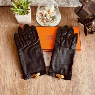 エルメス(Hermes)の◇エルメス◇ケリー H パドロック カデナ レザー グローブ ブラック ブランド(手袋)