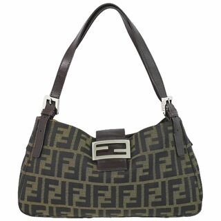 フェンディ(FENDI)の本物 フェンディ FENDI ズッカ ショルダーバッグ ハンドバッグ ナイロン カーキ ブラウン Zucca バッグ 中古(ショルダーバッグ)