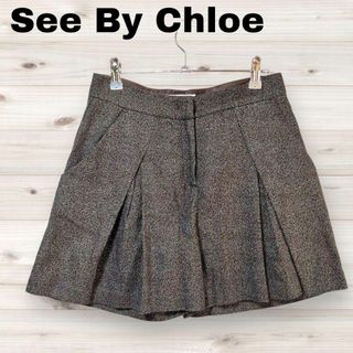 シーバイクロエ(SEE BY CHLOE)のシーバイクロエ 美品 ショートパンツ ひざ丈 プリーツ ブラウン系 Sサイズ(ミニスカート)