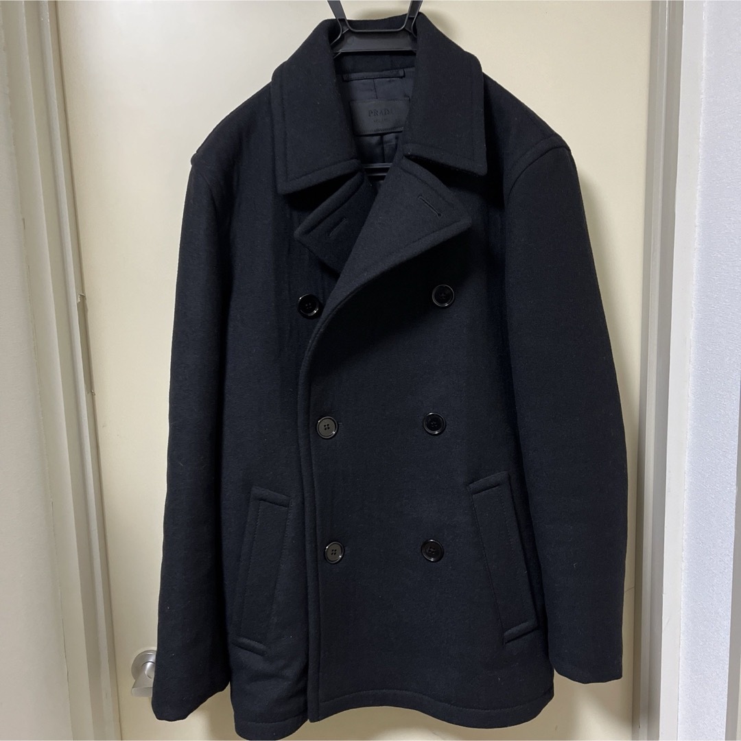 PRADA(プラダ)のプラダ　Pコート　ブラック　バージンウール メンズのジャケット/アウター(ピーコート)の商品写真