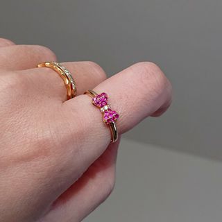 値下げ k18 上質ルビーとダイヤリング  14号アクセサリー