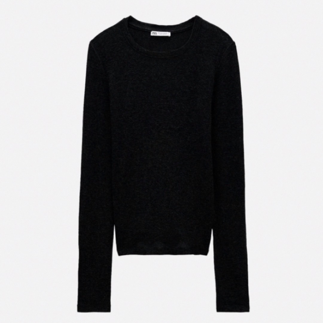 ZARA(ザラ)のZARA  シアートップス　チャコール レディースのトップス(カットソー(長袖/七分))の商品写真