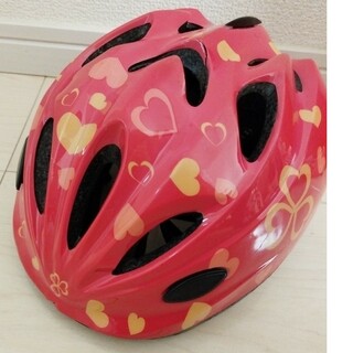 ヘルメット　子供用　自転車用　ピンク色　ハート柄(自転車)