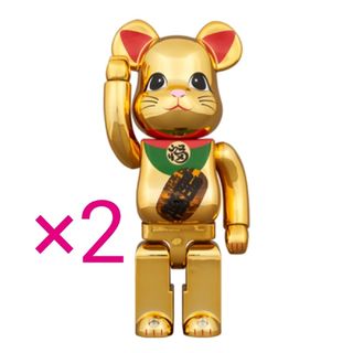 ハンドメイド2set BE@RBRICK 招き猫 開運・千万両 金メッキ 100％ 400％