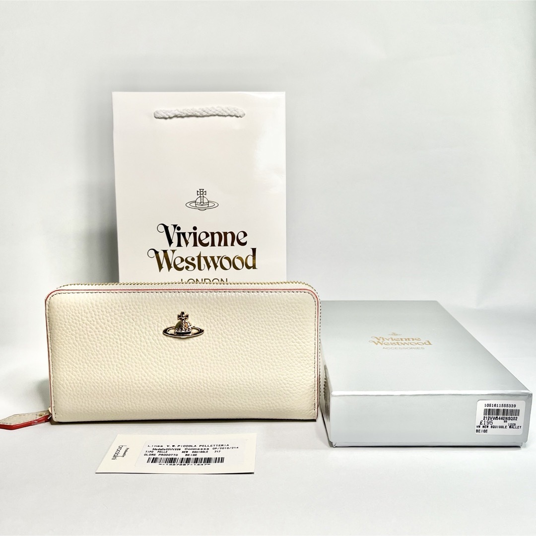 Vivienne Westwood(ヴィヴィアンウエストウッド)の★新品未使用★Vivienne Westwood 長財布 ベージュ レッド レディースのファッション小物(財布)の商品写真